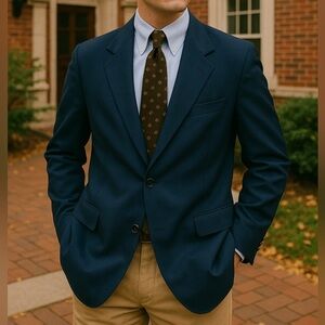 Vintage Hart Schaffner Marx Navy Blue Wool Blazer Men’s